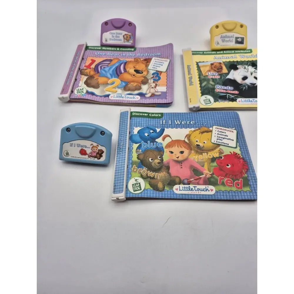 Lot of 3 Leap Frog Little Touch Books and Cartridges All Tested and Working